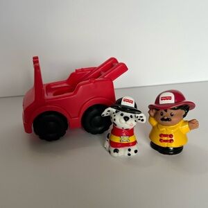 Vintage Fisher-Price Little People Fire Truck & Dalmatian Figure